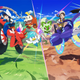 Pokémon trainers ride Miraidon and Kiraidon in key art for Pokémon Scarlet and Violet.